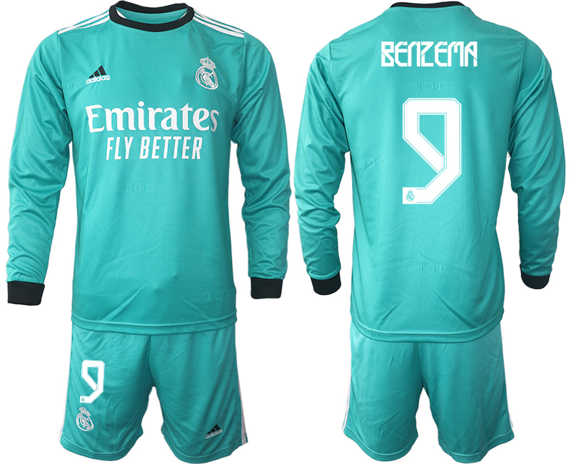 Men 2021-2022 Club Atletico Madrid second away blue Long Sleeve #9 Soccer Jersey